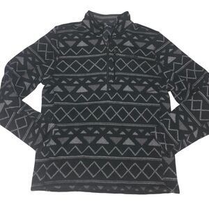 The North Face Black and Gray Geometric Zip-Up Sweater